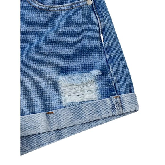 Shein Roll Hem Ripped Denim Shorts NWOT - Picture 5 of 5